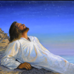 Jesus gazing at his sky creation